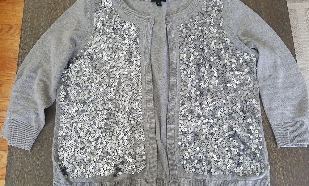 Talbot's Petites size S grey sequin cardigan